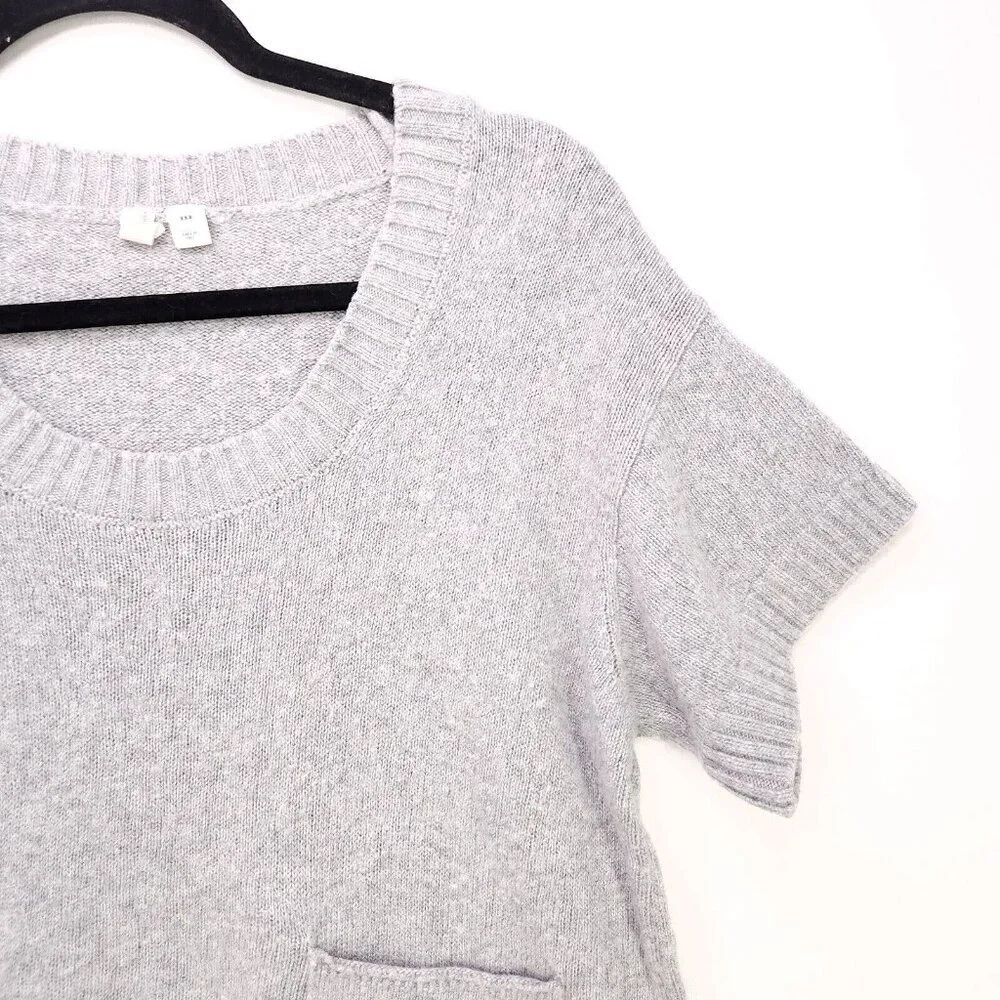 Moth Anthropologie Wool Cashmere Sweater Top Size XXS Oversized Gray Pockets - Picture 6 of 12